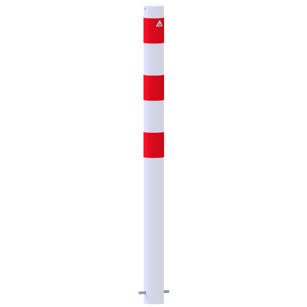Barrier posts | Steel tube  89 x 2,9 mm | stationary, for casting in concrete | hot-dip galvonized / white coated | hot-dip galvanized and white coatedwith three red reflecting stripes | without eyelet